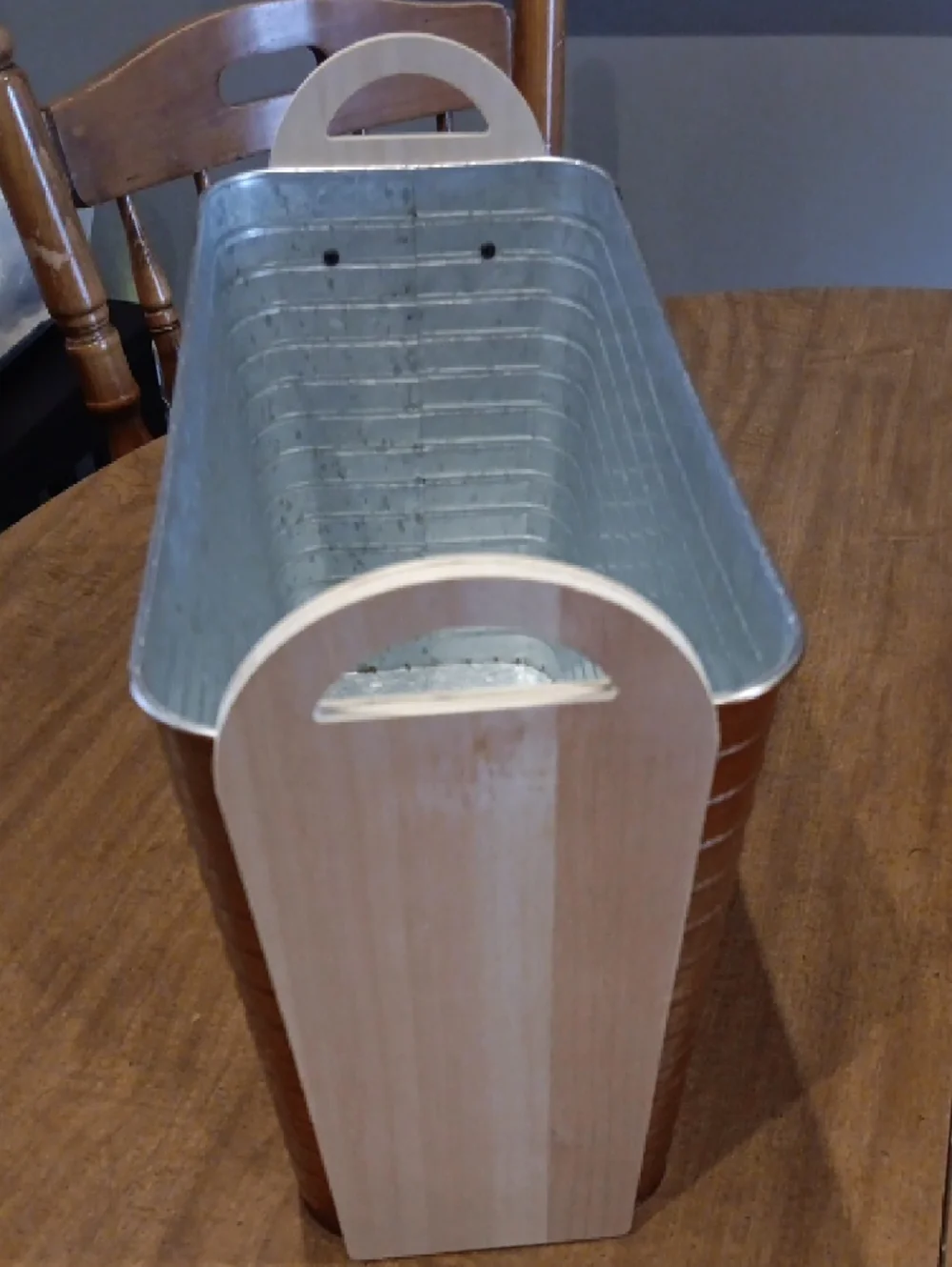 Metal Farmhouse Planter Bin with White Wooden Handles - Copper Finish